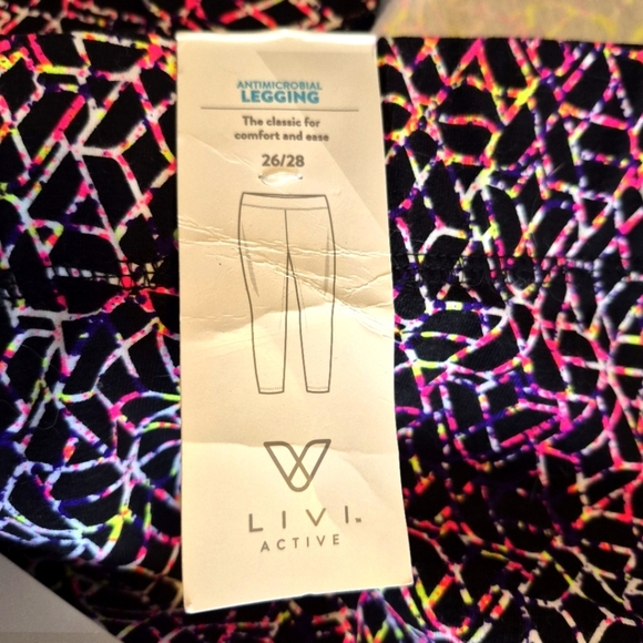 Livi Active women's size 3X or 26/28 black with V logo multi bright colors NWT - Picture 5 of 7